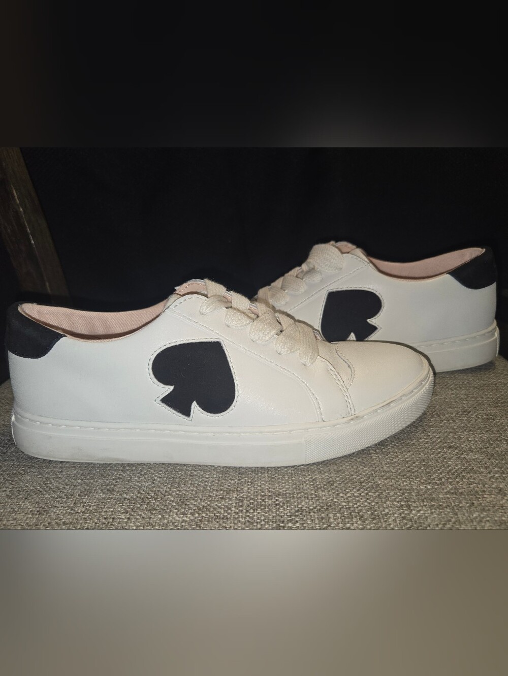 kate spade White Sneakers with Black Spade Motif